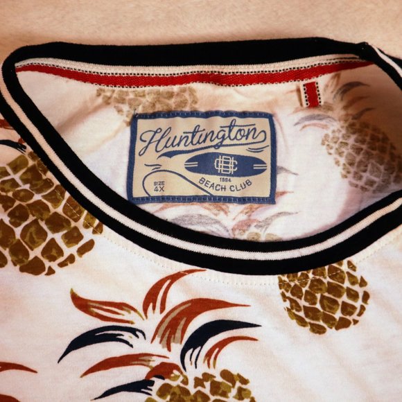 Huntington Beach Club Pineapple Short Sleeved T-Shirt - Size 4X - Tropical Shirt - Picture 3 of 4